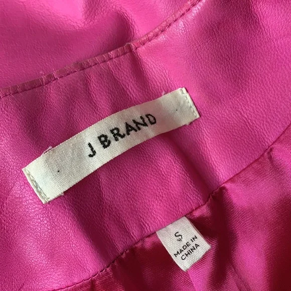 J BRAND Eberhardt Italian Lamb Leather Pink Vest S